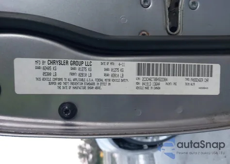 2011 Chrysler 300C z USA, uszkodzony, nr VIN 2C3CA6CT8BH522364